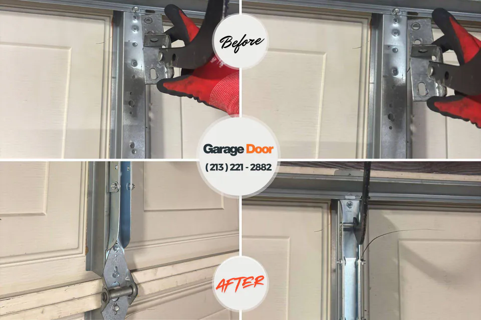 Before and after: garage door repair Frederic, WI